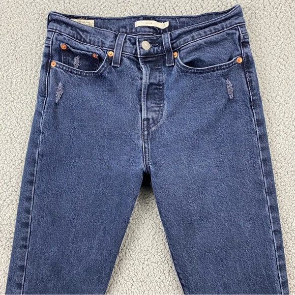 Levi's Premium Women Wedgie Icon Raw Hem Black & Blue Button Fly Jeans  Size: 27 - Picture 2 of 15